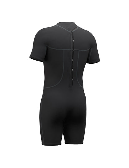 Men Shorty Wetsuit 2mm Black Back Zip for Warm Water Sports