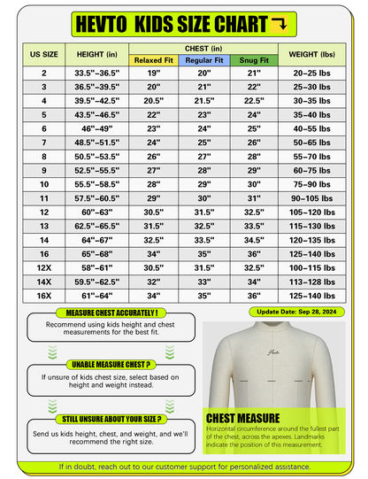 kids wetsuit size chart